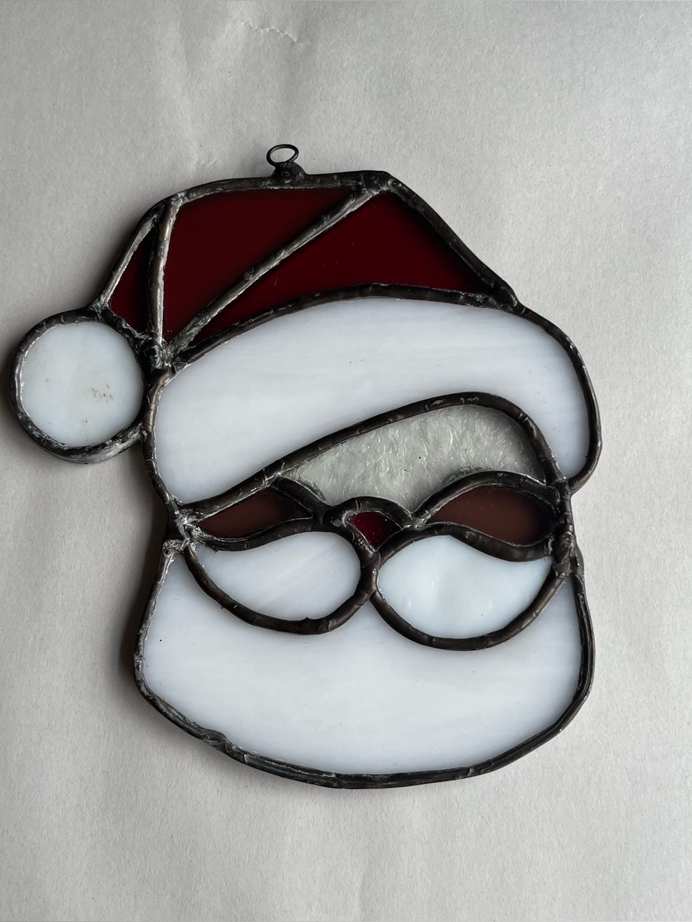 Vintage Stained Glass Santa Claus Suncatcher